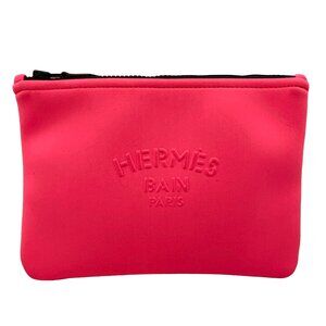 Hermès Pouch Pink Black Polyamide Elastane